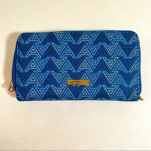 Cool Blue Aldo Graphic Logo Wallet zip around - Picture 1 of 3